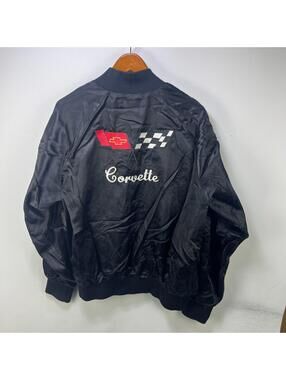 Vintage 80s Corvette Racing Satin Bomber Jacket Large